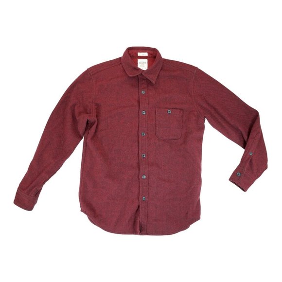 Fossil 54 Wool Flannel Shirt‎ Mens Medium M Plaid Red Long Sleeve Classic Fit - Picture 1 of 4